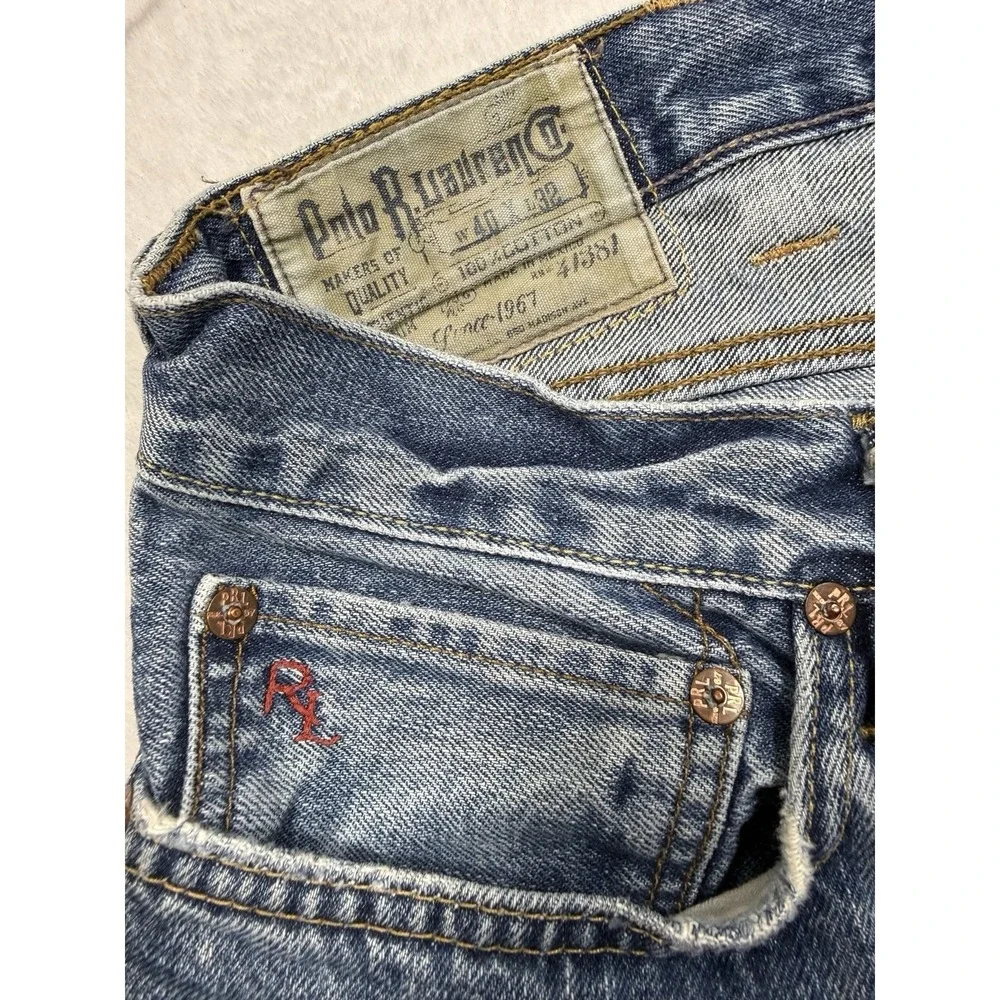 Vtg Polo Ralph Lauren Mens Jeans 41x32 15941 867 Classic Straight Denim Flaw‎